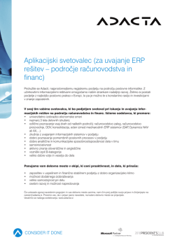 Aplikacijski svetovalec (za uvajanje ERP rešitev – področje