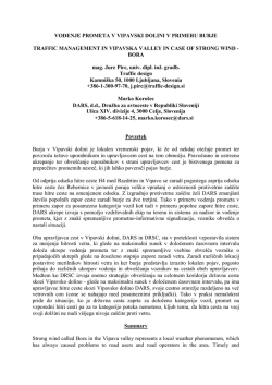 Concept and efficiency of the Traffic management System in Slovenia