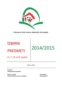 Izbirni predmeti 2014/15 - Osnovna šola Louisa Adamiča Grosuplje