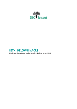 LETNI DELOVNI NAČRT vzgojno-izobraževalnega zavoda DIC