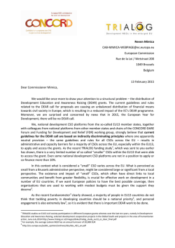 Official letter to Neven Mimica related to the problems and availabilty