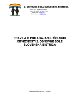 pravila o prilagajanju šolskih obveznosti 2. osnovne šole slovenska