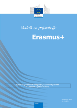 Erasmus+ Vodnik za prijavitelje 2015