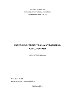 začetki eksperimentiranja s tipografijo na slovenskem