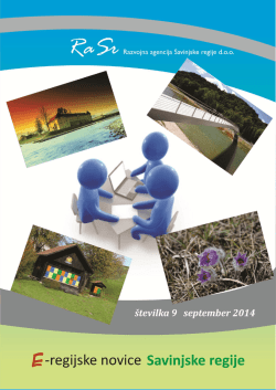 september 2014 - Razvojna agencija Savinjske regije doo
