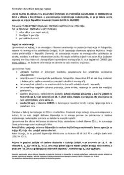 Formular z besedilom javnega razpisa JAVNI RAZPIS ZA