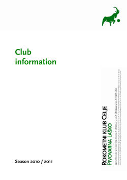 Club information - Rokometni klub Celje Pivovarna Laško