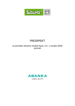 Prospekt za ponudbo obveznic družbe Sava, d.d., z oznako SA02