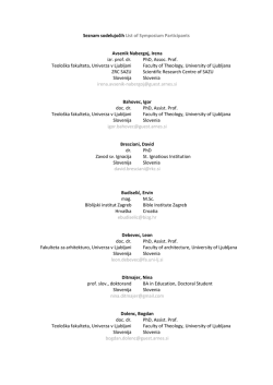 Seznam sodelujočih List of Symposium Participants