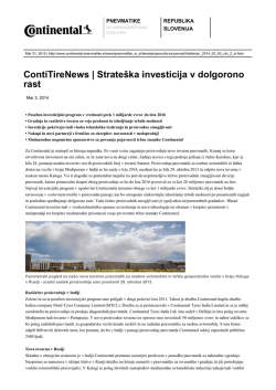 ContiTireNews | Strateška investicija v dolgorono rast