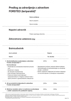 Predlog za zdravljenje z zdravilom FORSTEO