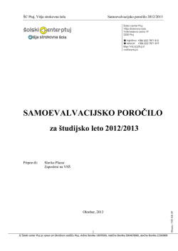Samoevalvacijsko poročilo za leto 2012/13