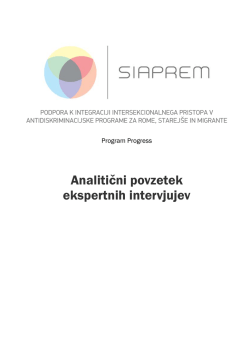 SIAPREM: Analitični povzetek ekspertnih intervjujev