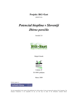Potencial bioplina v Sloveniji Zbirno poročilo