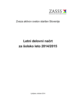 Letni delovni načrt za šolsko leto 2014/2015