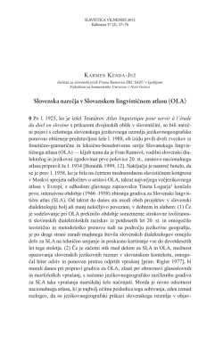 Slovenska narečja v Slovanskem lingvističnem atlasu (OLA)
