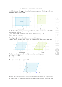 1. Metricna geometrija v ravnini 1.1. Plošcina in obseg - GO-TEL