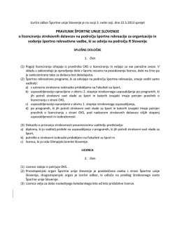 Pravilnik o licencah - Športna unija Slovenije
