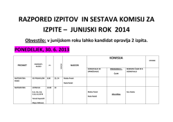 razpored izpitov in sestava komisij za izpite – junijski rok 2014