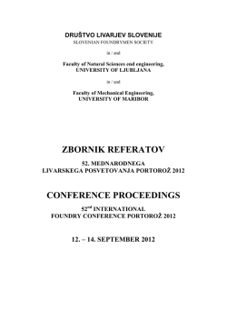 zbornik referatov conference proceedings - Društvo livarjev