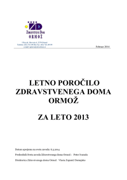 poslovno poročilo za leto 2013