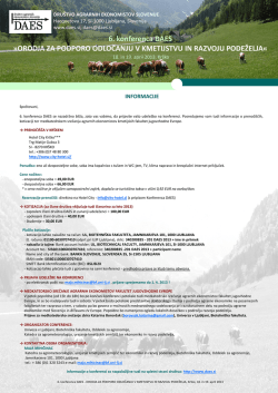 Informacije o konferenci - Društvo agrarnih ekonomistov