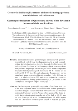 Geomorfni indikatorji kvartarne aktivnosti Savskega preloma med
