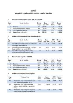 CENIK pogrebnih in pokopaliških storitev v občini Domžale