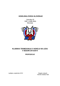 hokejska zveza slovenije klubska tekmovanja v hokeju
