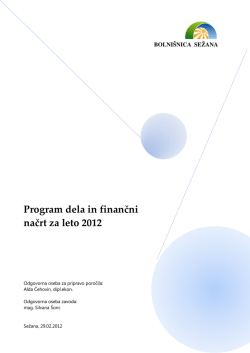 Program dela in finančni načrt za leto 2012