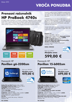 HP ProBook 4740s 599,00 € VROČA PONUDBA
