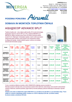 Akcijske cene toplotnih črpalk Airwell in Mitsubishi HI