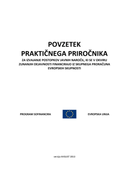 Povzetek praktičnega priročnika - Application Pack for 3rd Call for