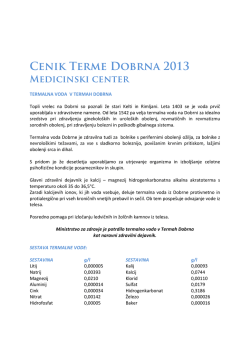 Cenik Terme Dobrna 2013 Medicinski center