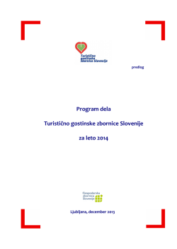 Program dela TGZ 2014 - Turistično gostinska zbornica Slovenije