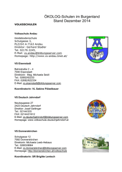 ÖKOLOG-Schulen im Burgenland Stand Dezember 2014