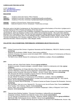 CURRICULUM VITAE NIKA AUTOR e-mail: nika @autor.si web