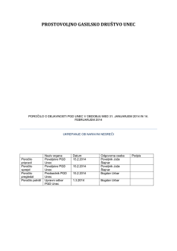 poročilo o dejavnosti pgd unec v obdobju med 31. januarjem 2014