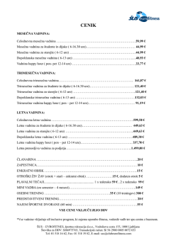 Cenik - Športna hiša Ilirija