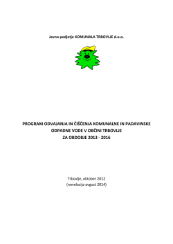 Program odvajanja in čiščenja komunalne in padavinske odpadne