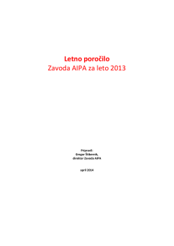Letno poročilo Zavoda AIPA za leto 2013