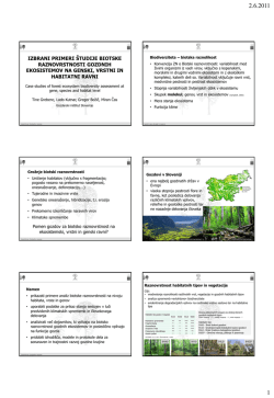 izbrani primeri študije biotske raznovrstnosti gozdnih ekosistemov