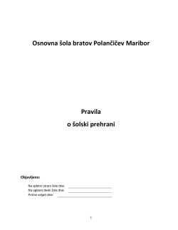 Osnovna šola bratov Polančičev Maribor Pravila o šolski prehrani