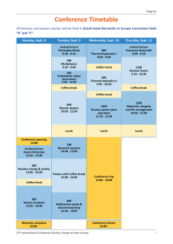 Conference Timetable - Nuclear Society of Slovenia