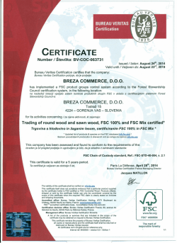 certifikat pridobilo tudi podjetje Breza Commerce d.o.o.