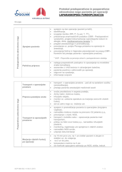 Protokol predoperativne in pooperativne zdravstvene nege pacienta