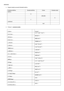 MERJENJE 1. Dopolni tabelo osnovnih fizikalnih količin: Fizikalna