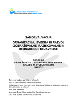 Samoevalvacijsko poročilo za študijsko leto 2012/2013