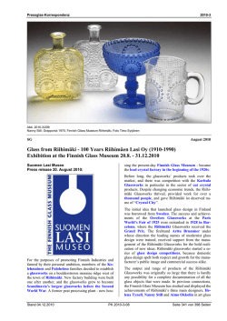Glass from Riihimäki - 100 Years Riihimäen Lasi Oy (1910