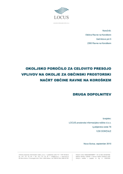 OKOLJSKO POROČILO ZA CELOVITO PRESOJO VPLIVOV